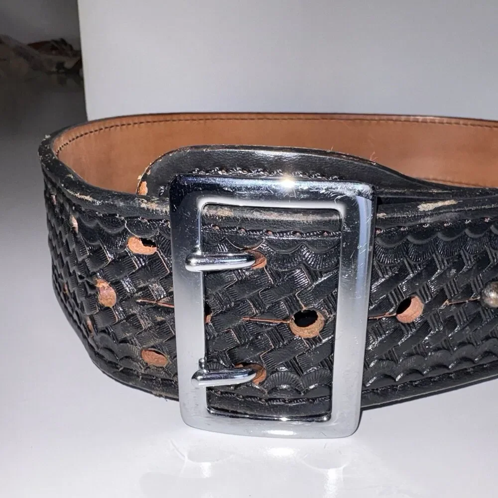Dutyman Basketweave Full Grain Leather Belt 1021U Size 34 Police Officer Uniform